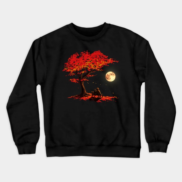 Autumn Moon Crewneck Sweatshirt by nicebleed